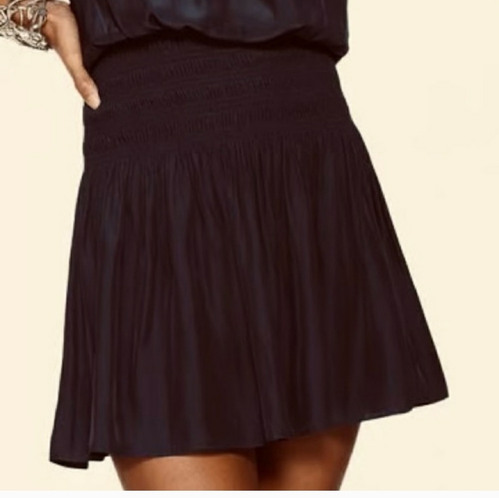 RAMY BROOK Black Silky Leah One Shoulder Smocked Waist Mini Dress - Picture 7 of 17